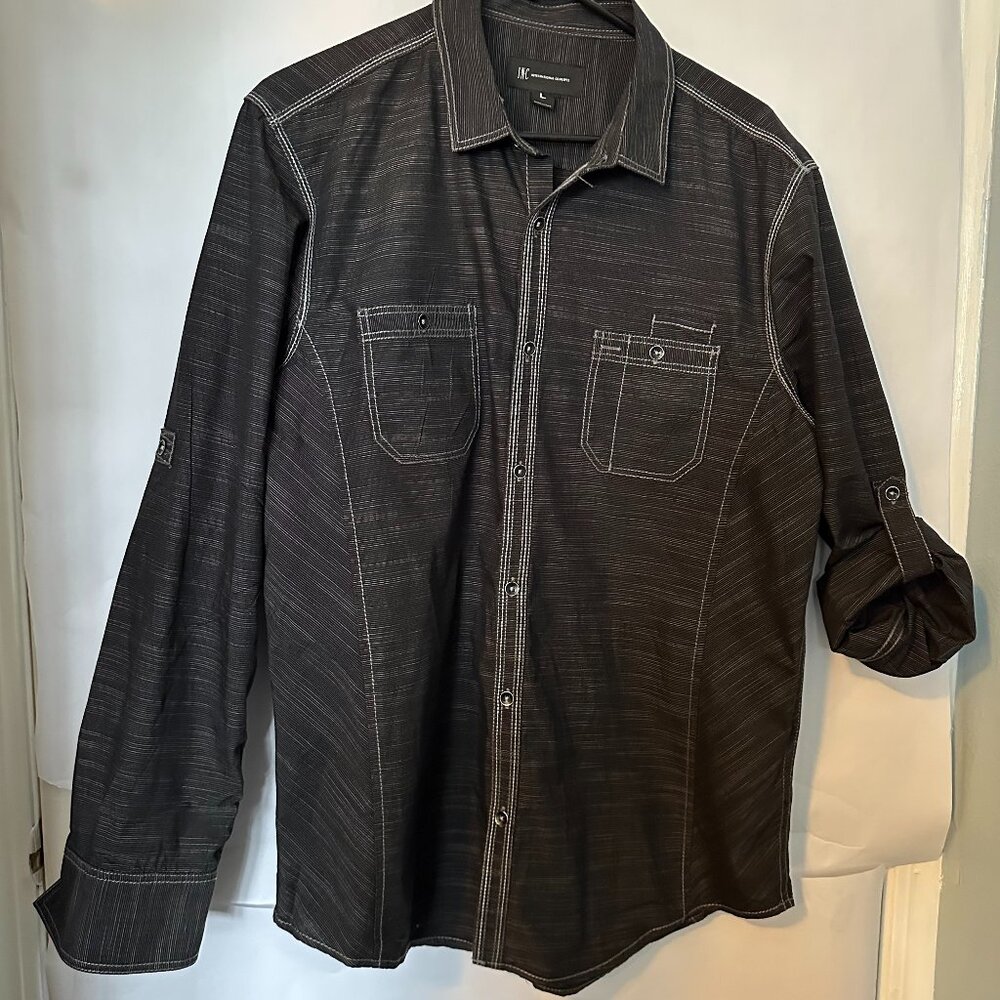 INC Mens BLK Denim LG Long Sleeve shirt